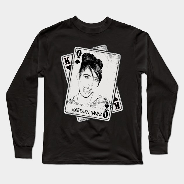 Retro Kathleen Hanna Style Card Long Sleeve T-Shirt by Slepet Anis